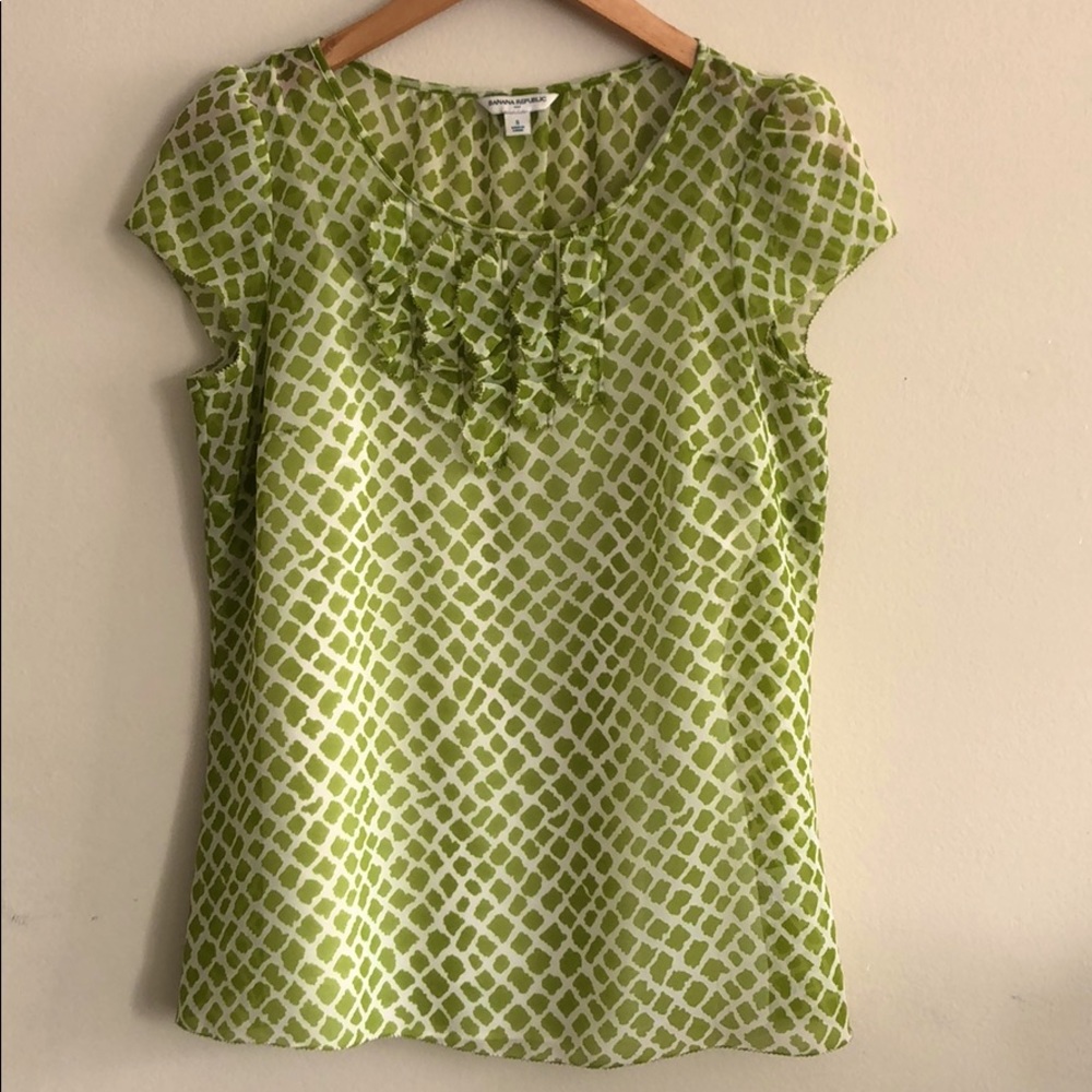 Banana Republic...Small, green and white blouse.. (1)